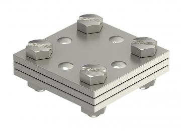 DIN cross-connector for flat conductor, with intermediate plate