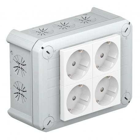 Junction box T100, 4 Modul 45 sockets in cover, 2-pin 136x102x57 | 10 | IP30 | Light grey; RAL 7035