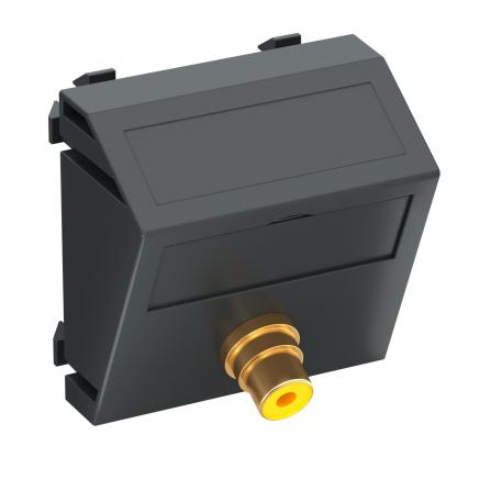 Video cinch connection, 1 module, slanting outlet, as soldered connection, black-grey  |  | Cinch | Black-grey; RAL 7021