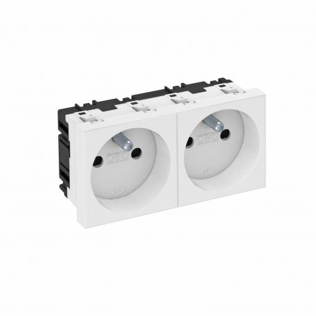 0° socket, with earthing pin, double 2 | Double 0° | Pure white; RAL 9010