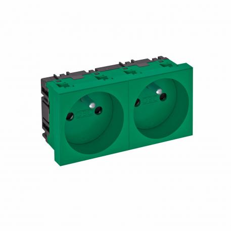 0° socket, with earthing pin, double 2 | Double 0° | Mint green; RAL 6029