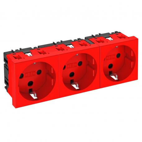 0° socket, protective contact, encoded version, triple