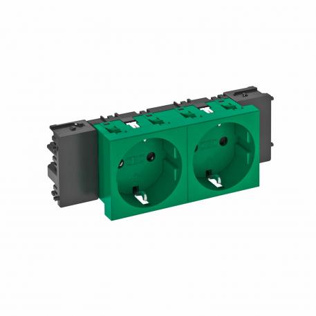 Socket 0°, Connect 45, protective contact, double 2 | Double 0° | Mint green; RAL 6029