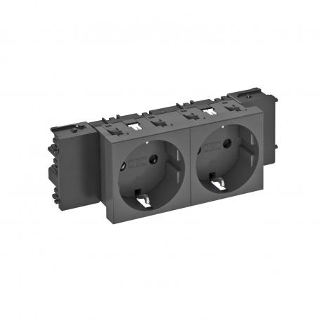 Socket 0°, Connect 45, protective contact, double 2 | Double 0° | Black-grey; RAL 7021