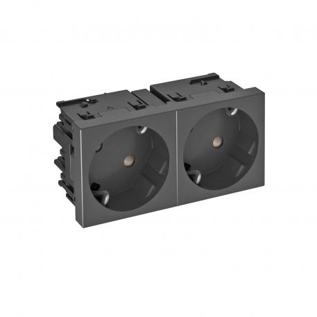 Socket 33°, Connect 45, protective contact, double 2 | double 33° | Black-grey; RAL 7021