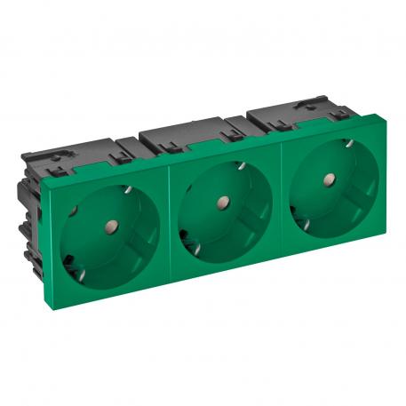 Socket 33°, Connect 45, protective contact, triple 3 | triple 33° | Mint green; RAL 6029