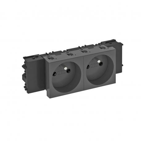 0° socket, Connect 45, with earthing pin, double 2 | Double 0° | Black-grey; RAL 7021