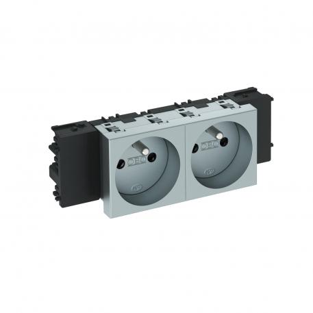 0° socket, Connect 45, with earthing pin, double 2 | Double 0° | Aluminium painted