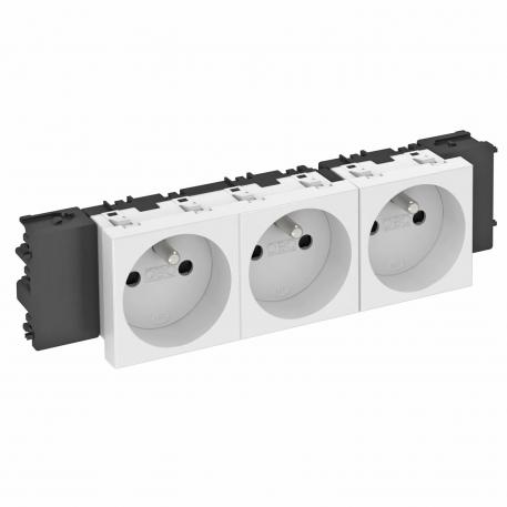 0° socket, Connect 45, with earthing pin, triple 3 | Triple 0° | Pure white; RAL 9010