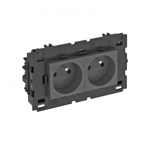 0° socket, Connect 80, with earthing pin, double 2 | Double 0° | Black-grey; RAL 7021