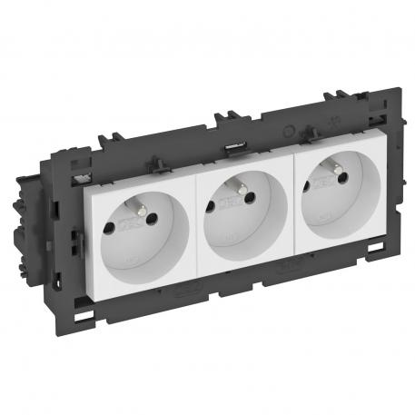 0° socket, Connect 80, with earthing pin, triple
