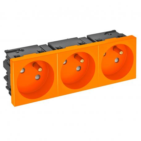 33° socket, Connect 45, with earthing pin, triple, pure orange 3 | Triple 33° | Pure orange; RAL 2004